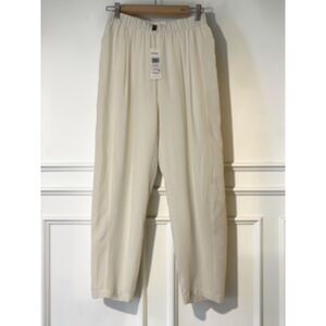 NWT Eileen Fisher Ivory Silk Georgette Crepe Pleated Lantern Pants XXS $278